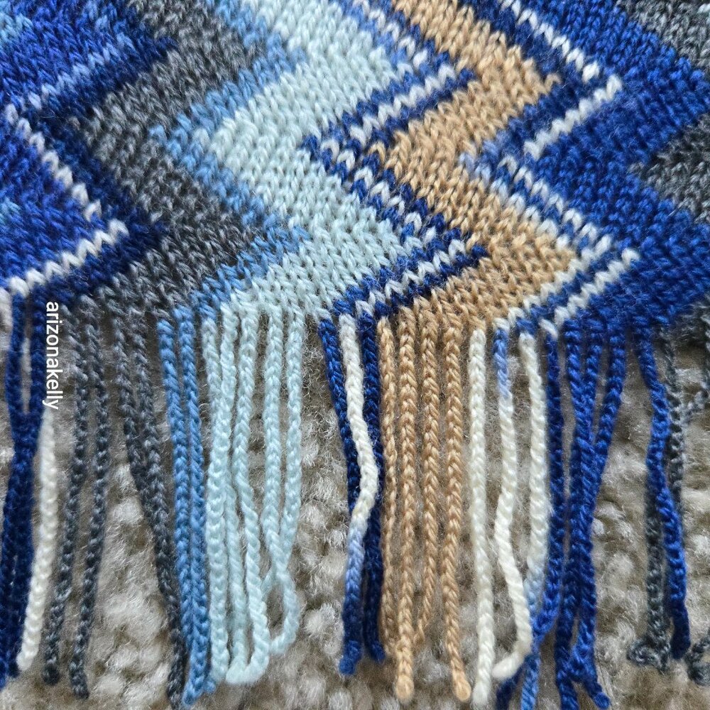 MIssoni 100% Wool Blue Zig Zag Scarf - Picture 5 of 15